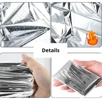Couverture de survie d'urgence en Mylar, vente en gros directe d'usine, logo personnalisé OEM, couverture thermique en feuille d'aluminium, imperméable, pour usage extérieur 1