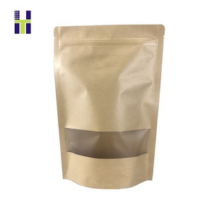 Stand up Brown Kraft Paper Multi-Layer Desserts <strong>Sweets</strong> <strong>Bag</strong> with Window Gravure Printed High Moisture for for Zipper Top - Product Image 1