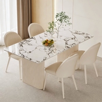 Ensemble de table à manger en pierre frittée style crème, table à manger rectangulaire de luxe simple et chaises assorties pour les petits foyers