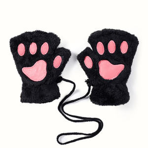 HZS-22001 kadın kedi pençe eldiven kış peluş Faux kürk sevimli yavru parmaksız Mitten - Product Image 1