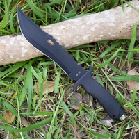 Couteau de chasse Homeyee de qualité industrielle pour la randonnée, le camping et la survie en plein air, en acier inoxydable, OEM, manche souple en TPR, gravure laser fixe
