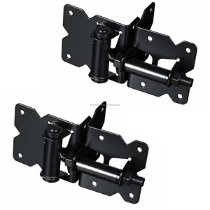 Charnières de portail en acier au carbone noir, en stock local aux États-Unis, avec vis autotaraudeuses et outil de réglage de l'ouverture pour clôture extérieure - Product Image 1