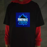 T-shirt en coton à LED activées par le son, lumineux et clignotant, en PVC souple, pour Noël et la remise des diplômes, à piles, vente en gros, produit phare