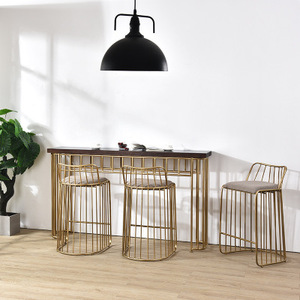 Comptoir en barre de fer, <span class=keywords><strong>table</strong></span> en bois massif pour la maison, salon moderne, coin de véranda, <span class=keywords><strong>table</strong></span> <span class=keywords><strong>haute</strong></span> à poser contre le <span class=keywords><strong>mur</strong></span> - Product Image 2