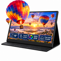 Moniteur portable tactile 16 pouces ODM 1920x1200 IPS FHD Plus 14 mm avec étui en cuir gratuit, double USB-C, HD-MI, pour le travail de bureau et les ordinateurs portables