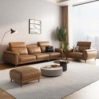 Vente en gros de canapé inclinable en cuir véritable canapé italien trois places fauteuil canapés de luxe en cuir de vachette moderno