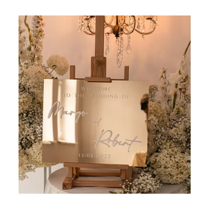 Personalizado personalizado espejo dorado acrílico boda bienvenida signo soporte regalo Decoración - Product Image 1