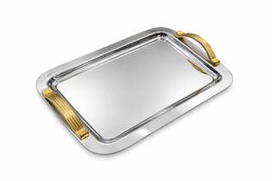 Plateau de service en acier inoxydable de qualité supérieure, plateau en acier argenté pour hôtel de luxe, plateau de service antique - Product Image 5