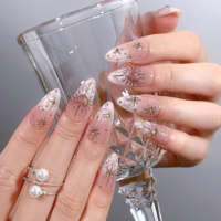 Faux Ongles Amande Rose Nude Marbre Acrylique Cœur Étoile Doré Strass Luxe Certifié CE Personnalisable Fournisseur en Gros