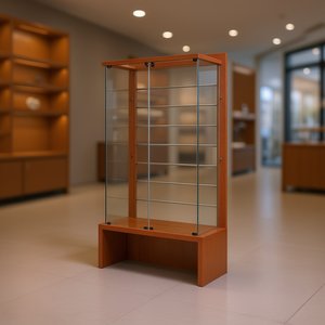 ตู้โชว์ทันสมัยพร้อมผนังไม้ระแนงและตู้ฐาน 104x46x218 ซม. ชั้นวางโชว์ไม้เชอร์รี่ - Product Image 3