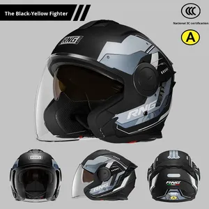 Casque de <span class=keywords><strong>moto</strong></span>/véhicule électrique demi-face certifié DOT, modèle neuf de la marque RNG, 25 ans d'expérience, fermeture rapide, design graphique - Product Image 2