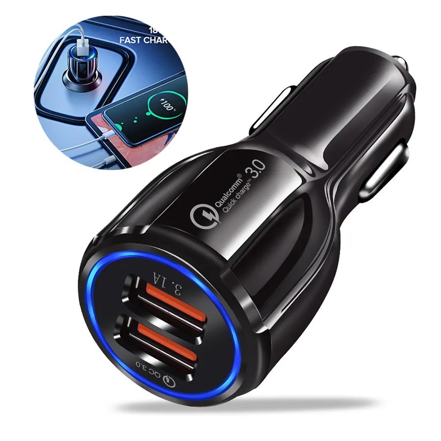 Hot Sale High quick charge qc3.0 usb type c pd car fast charger Dual USB Port Quick Usb car charger for mobile phone