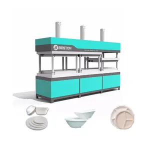 Beston Fully Automatic Biodegradable Tableware Making Machine Rice Straw Paper Plate Machine Price Lunch Box Machine