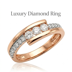 Anillo de Oro Rosa de 18K con Diamantes, Diseño Bypass, para Minoristas Globales de Joyería, Fabricación Personalizada OEM - Product Image 1