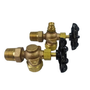 Robinet de jauge d'eau en bronze 1/2 po avec drain inférieur, interrupteur en verre sans trou sur l'autre poignée, noir - Product Image 1