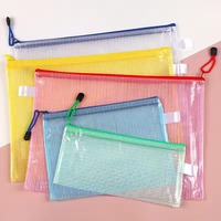 Sac de rangement transparent personnalisé avec logo, style design, en maille, avec fermeture éclair, pour documents, petit format, grande capacité, pour fournitures de bureau