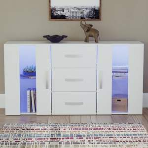 <span class=keywords><strong>Aparador</strong></span> Moderno de 2 Puertas y 3 Cajones con Panel de Madera LED, Gran Capacidad, Luces RGB Blancas, Acabado <span class=keywords><strong>Mate</strong></span>, Ecológico para Sala de Estar - Product Image 3