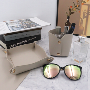 Support de stylos en cuir PU fait main DIY, boîte de rangement de bureau, plateau de rangement <span class=keywords><strong>pour</strong></span> stylos et pinceaux, idéal comme cadeau - Product Image 6