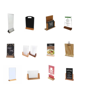 Bar ristorante Wedding A4 A5 A6 tavolo ristorante personalizzato segno superiore in legno <span class=keywords><strong>menu</strong></span> di visualizzazione di bambù pino in legno di faggio supporto del <span class=keywords><strong>menu</strong></span> - Product Image 6