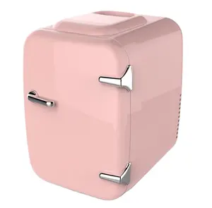 Mini refrigerador portátil 4l, venda quente rosa bonito 12v 100v 240v carro e uso doméstico pequena geladeira recipientes cosméticos