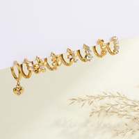 Anting-anting Trendy Litter Girls, Anting-anting Hoop Geometris Bunga Hati Zirkon Mungil, Anti Air, Lapisan Emas, Perhiasan Baja Anti Karat