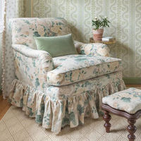 Fauteuil vintage français à motifs floraux, en bois massif, avec tissu rétro, pour salon, chambre ou décoration de villa