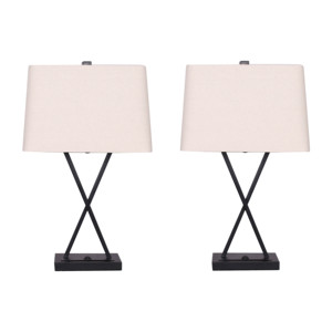 Lampade da tavolo X-Base con paralumi in lino, elegante decorazione per la casa, per camera da letto e soggiorno - Product Image 1