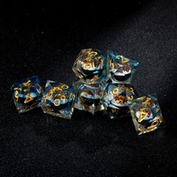 Ensemble de dés D&D personnalisés en gros, 7 pièces, couleurs mélangées, dés en résine à bords tranchants pour jeu de société D&D
