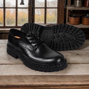Goodyear, zapatos <span class=keywords><strong>Derby</strong></span> de cuero genuino hechos a mano para hombre, piel de vaca de grado superior, botas Chelsea ligeras directas de fábrica, plataforma duradera - Product Image 5