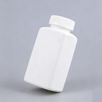Flacon carré en plastique HDPE de 250 ml, bouchon à visser résistant aux enfants, revêtement UV et impression sérigraphiée, pot d'échantillon médical