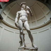 YOUFINE Statue de David de Michel-Ange sculptée à la main en marbre, Art déco européen pour l'extérieur, Sculpture classique célèbre grandeur nature