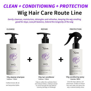 Set Professionale 2 in 1 per la Cura delle Parrucche Sintetiche, <span class=keywords><strong>Shampoo</strong></span> e Balsamo Idratante Senza Solfati per Extension e Parrucche, Personalizzato per Capelli Umani - Product Image 6