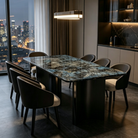 Luxuriöse Blaue Jade-Marmor Esstisch- und Stuhl-Kombination Hochwertig Modern Umweltfreundlich Langlebig für Hotel & Zuhause