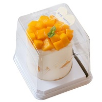 Boîte d'emballage pour gâteau triangulaire, gobelet à dessert pour crème glacée, gobelet en plastique transparent pour pudding avec couvercles