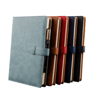 Carnet A5 en cuir PU à couverture rigide avec fermeture à boucle, logo personnalisé imprimé, cadeau d'affaires pour réunions, vente en gros