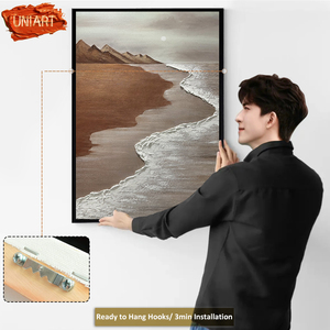 100% all'ingrosso di UNIART cina pittura a <span class=keywords><strong>olio</strong></span> fatta a mano onde marroni pittura a <span class=keywords><strong>olio</strong></span> <span class=keywords><strong>mare</strong></span> paesaggio parete di arte per soggiorno camera da letto - Product Image 4