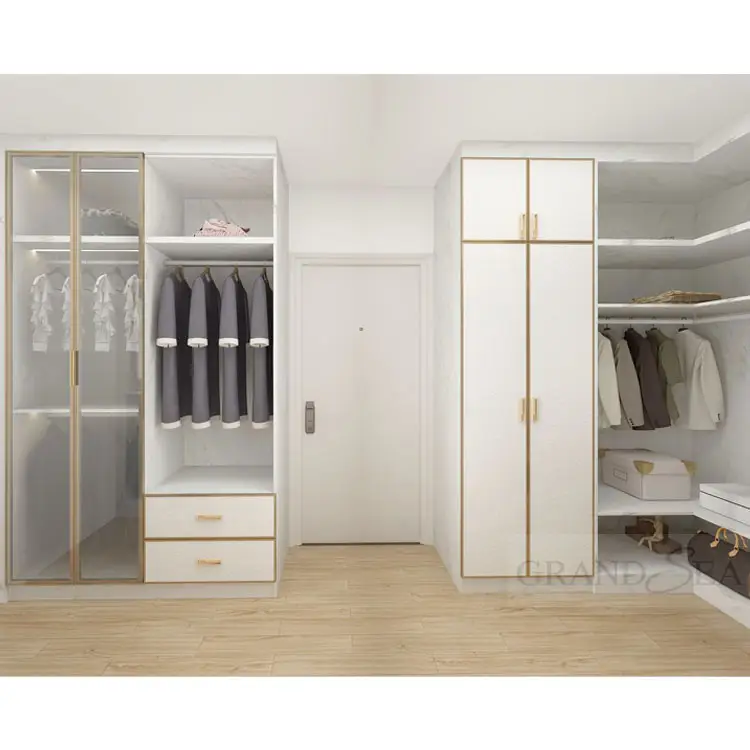 Customized Manufacturer Furniture White Wooden Bedroom Modern Wardrobe Closetly