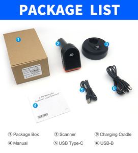 Lecteur de codes-barres 2D sans fil avec station de charge, Bluetooth longue portée, lecteur de codes QR portable 2.4G pour entrepôt, supermarché, point de vente - Product Image 6