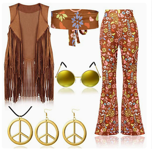 <span class=keywords><strong>Costume</strong></span> de cosplay hippie <span class=keywords><strong>disco</strong></span> années 60-70 pour femmes, gilet cardigan indien à pompons, style hippie, pour Halloween, carnaval, fête - Product Image 4