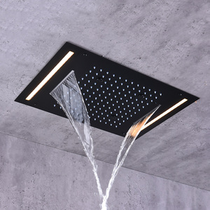 Nero LED pioggia cascata doccia soffitto montato smart soffione doccia bagno <span class=keywords><strong>quadrato</strong></span> soffione - Product Image 5