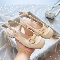 Chaussures pour enfants Filles Talons hauts 2026 Nouveau style Chaussures habillées Rétro Talon épais Petit bout carré Talon bas Mary Jane Fermeture à boucle