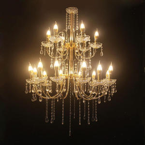 Lustre de luxe en cristal brillant pour hall d'hôtel, grand lustre <span class=keywords><strong>Empire</strong></span>, éclairage de mariage en cristal doré pour villa - Product Image 1