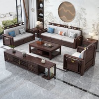 Nouveau canapé en bois massif de style chinois, luxe léger, moderne et simple, pour petit appartement, avec rangement intégré