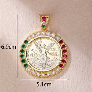 Pendentif de <span class=keywords><strong>pièce</strong></span> d'<span class=keywords><strong>or</strong></span> pour enfants avec zircon en cuivre avec design de <span class=keywords><strong>pièce</strong></span> souveraine en <span class=keywords><strong>or</strong></span> - Product Image 4