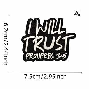 Nouvelle broderie thermocollante simple noir et blanc avec les mots 'Choisie', 'Rédigérée', 'Foi' pour la décoration de vêtements et de sacs à dos - Product Image 5