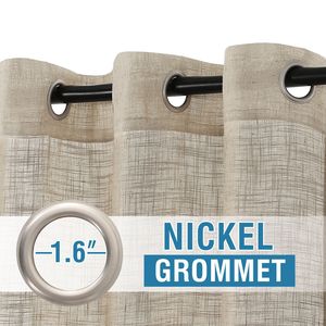 Rideaux en lin <span class=keywords><strong>beige</strong></span> DaiRui, aspect lin, semi-transparents, filtrant la lumière, à œillets, pour chambre à coucher, salon - Product Image 2