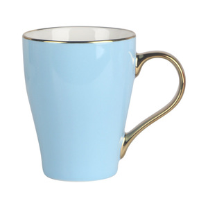 Ceramic Mug Light Blue Gold Rim Morden Luxury Design Gift For Men Women Solid Color Ceramics <b>Cup</b> - Product Image 1
