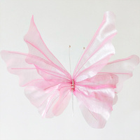 Papillon géant irisé violet en organza, accessoire de scène pour allée de mariage féerique et décoration de toile de fond photo