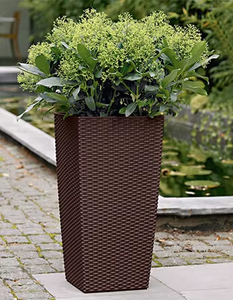 Home Square Creative Macetas Pots de fleurs en plastique modernes en rotin blanc bon marché <span class=keywords><strong>pour</strong></span> <span class=keywords><strong>balcon</strong></span> de jardin intérieur et extérieur - Product Image 4
