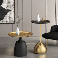 Moderne runde goldene hohe Luxus Gold blau schwarz Ende elegante Metall Seite Design Tische Couch tisch für Wohnzimmer
